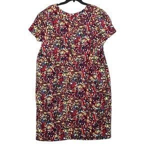 Roaman's Red and Pink Sheath Dress for Work